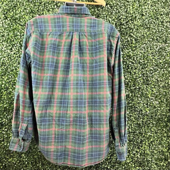 VTG Lands End XLT 17-17.5 Mens Button Shirt Green Portuguese Tartan Flannel RARE - Picture 3 of 8